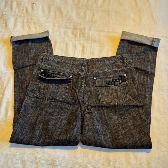 Michael Kors women's size 12 black heather raw edge jeans have stretch, VGUC - Picture 5 of 8